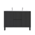 1200mm Brio Matte Black 2PAC Coating PVC Freestanding Elegant Wave-Like Fluted Design Bathroom Vanity Cabinet Only