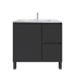 900mm Brio Matte Black 2PAC Coating PVC Freestanding Elegant Wave-Like Fluted Design Bathroom Vanity Cabinet Only