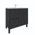 900mm Brio Matte Black 2PAC Coating PVC Freestanding Elegant Wave-Like Fluted Design Bathroom Vanity Cabinet Only