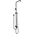 Round Black Top/Bottom Water Inlet Twin Shower Rail With Diverter