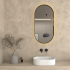 450×900mm Matte Black Framed Oval 3 Color Backlit LED Mirror(Touchless Sensor Switch)