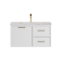 890*455*480mm Kingsley Federation Matte White Wall Hung PVC Cabinet Right Hand Drawers
