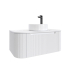 900mm Matte White 2PAC PVC 1/DW Curved Ribbed Design Wall Hung Finger Pull Drawer Cabinet Only 