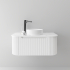 900mm Matte White 2PAC PVC 1/DW Curved Ribbed Design Wall Hung Finger Pull Drawer Cabinet Only 