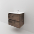 600mm Dark Oak MDF Bathroom Vanity 2 Drawers Wall Hung Cabinet Only 