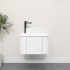 Kiama 600mm Matte White 1 Door Curved Wall Hung Fluted Bathroom Vanity