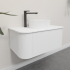 Kiama 950mm Matte White 1 Drawer Curved Wall Hung Fluted Bathroom Vanity