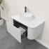 Kiama 950mm Matte White 1 Drawer Curved Wall Hung Fluted Bathroom Vanity