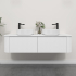 Kiama 1500mm Matte White 2 Drawers Curved Wall Hung Fluted Bathroom Vanity