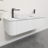 Kiama 1500mm Matte White 2 Drawers Curved Wall Hung Fluted Bathroom Vanity
