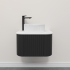 Kiama 600mm Matte Black 1 Door Curved Wall Hung Fluted Bathroom Vanity