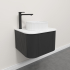 Kiama 600mm Matte Black 1 Door Curved Wall Hung Fluted Bathroom Vanity