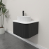 Kiama 600mm Matte Black 1 Door Curved Wall Hung Fluted Bathroom Vanity