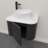 Kiama 600mm Matte Black 1 Door Curved Wall Hung Fluted Bathroom Vanity