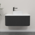Kiama 950mm Matte Black 1 Drawer Curved Wall Hung Fluted Bathroom Vanity