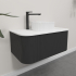 Kiama 950mm Matte Black 1 Drawer Curved Wall Hung Fluted Bathroom Vanity