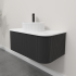 Kiama 950mm Matte Black 1 Drawer Curved Wall Hung Fluted Bathroom Vanity