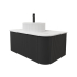 Kiama 950mm Matte Black 1 Drawer Curved Wall Hung Fluted Bathroom Vanity