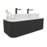 Kiama 1200mm Matte Black 2 Drawers Curved Wall Hung Fluted Bathroom Vanity