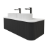 Kiama 1200mm Matte Black 2 Drawers Curved Wall Hung Fluted Bathroom Vanity