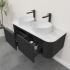 Kiama 1200mm Matte Black 2 Drawers Curved Wall Hung Fluted Bathroom Vanity