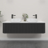 Kiama 1500mm Matte Black 2 Drawers Curved Wall Hung Fluted Bathroom Vanity