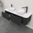 Kiama 1500mm Matte Black 2 Drawers Curved Wall Hung Fluted Bathroom Vanity