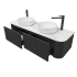 Kiama 1500mm Matte Black 2 Drawers Curved Wall Hung Fluted Bathroom Vanity