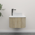 Kiama 600mm White Oak 1 Door Curved Wall Hung Fluted Bathroom Vanity
