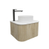 Kiama 600mm White Oak 1 Door Curved Wall Hung Fluted Bathroom Vanity