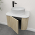 Kiama 600mm White Oak 1 Door Curved Wall Hung Fluted Bathroom Vanity