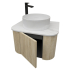 Kiama 600mm White Oak 1 Door Curved Wall Hung Fluted Bathroom Vanity