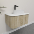 Kiama 750mm White Oak 1 Drawer Curved Wall Hung Fluted Bathroom Vanity