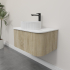 Kiama 750mm White Oak 1 Drawer Curved Wall Hung Fluted Bathroom Vanity