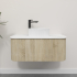 Kiama 950mm White Oak 1 Drawer Curved Wall Hung Fluted Bathroom Vanity