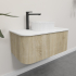 Kiama 950mm White Oak 1 Drawer Curved Wall Hung Fluted Bathroom Vanity