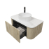 Kiama 950mm White Oak 1 Drawer Curved Wall Hung Fluted Bathroom Vanity