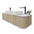 Kiama 1500mm White Oak 2 Drawers Curved Wall Hung Fluted Bathroom Vanity