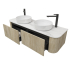 Kiama 1500mm White Oak 2 Drawers Curved Wall Hung Fluted Bathroom Vanity
