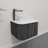 Kiama 600mm Dark Grey 1 Door Curved Wall Hung Fluted Bathroom Vanity