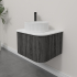 Kiama 600mm Dark Grey 1 Door Curved Wall Hung Fluted Bathroom Vanity