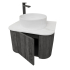 Kiama 600mm Dark Grey 1 Door Curved Wall Hung Fluted Bathroom Vanity