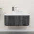 Kiama 950mm Dark Grey 1 Drawer Curved Wall Hung Fluted Bathroom Vanity
