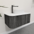 Kiama 950mm Dark Grey 1 Drawer Curved Wall Hung Fluted Bathroom Vanity