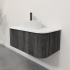 Kiama 950mm Dark Grey 1 Drawer Curved Wall Hung Fluted Bathroom Vanity