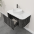 Kiama 950mm Dark Grey 1 Drawer Curved Wall Hung Fluted Bathroom Vanity