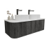 Kiama 1200mm Dark Grey 2 Drawers Curved Wall Hung Fluted Bathroom Vanity