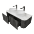 Kiama 1200mm Dark Grey 2 Drawers Curved Wall Hung Fluted Bathroom Vanity