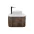 Kiama 600mm Dark Oak 1 Door Curved Wall Hung Fluted Bathroom Vanity