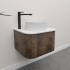 Kiama 600mm Dark Oak 1 Door Curved Wall Hung Fluted Bathroom Vanity